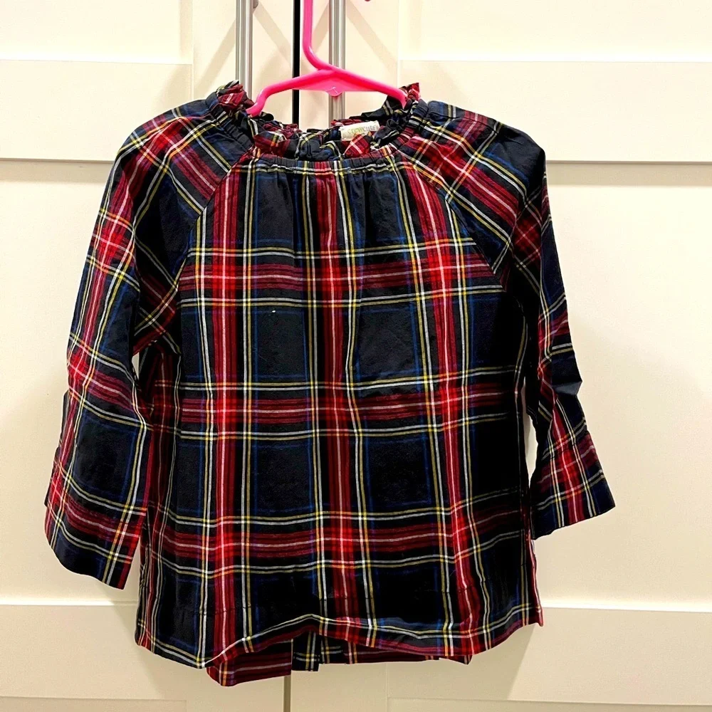 Crewcuts holiday plaid top in size 4-5